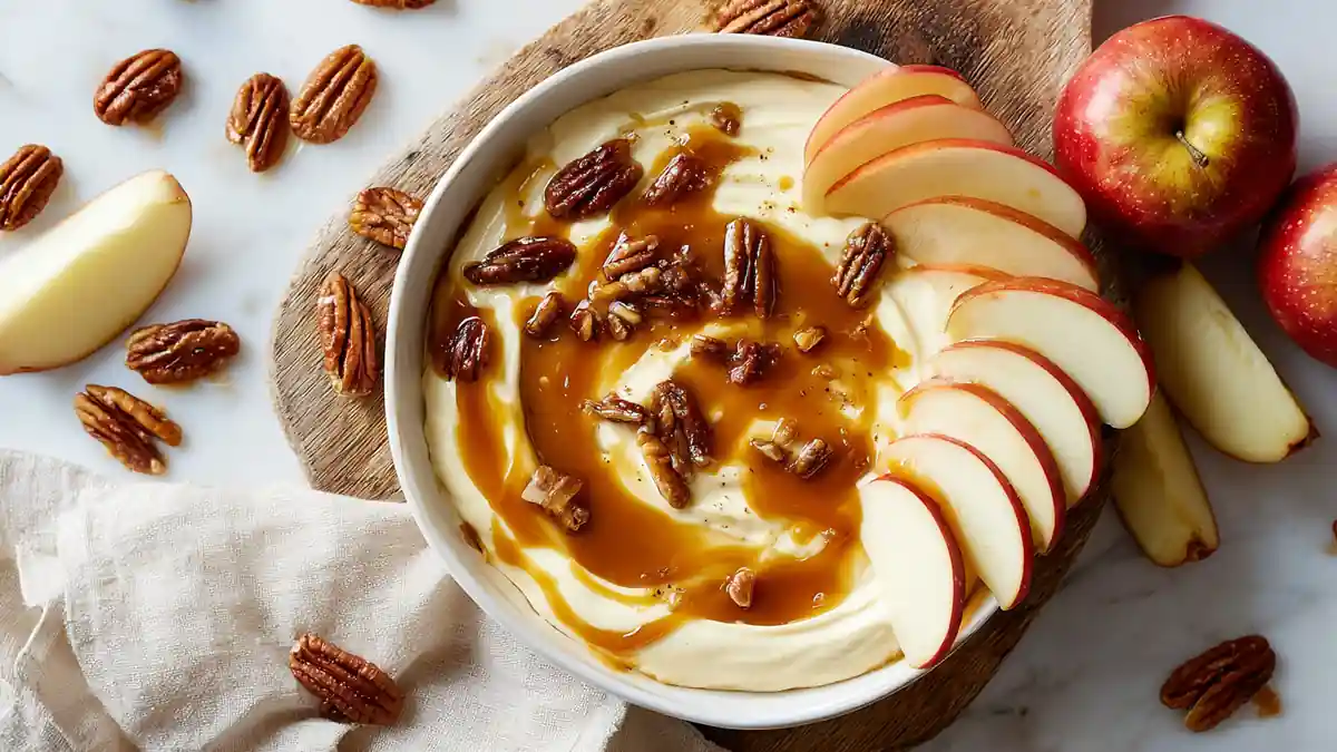 10-Minute Caramel Apple Cheesecake Dip Recipe for Cozy Fall Nights