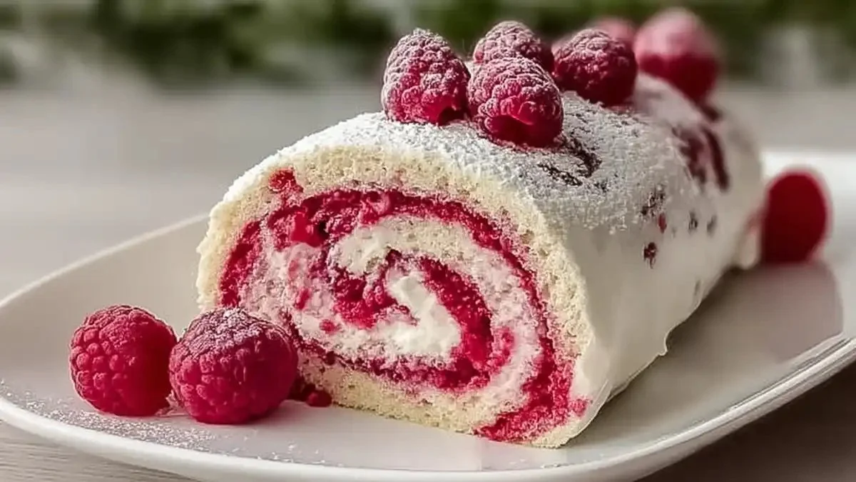 Raspberry Swirl Christmas Roll