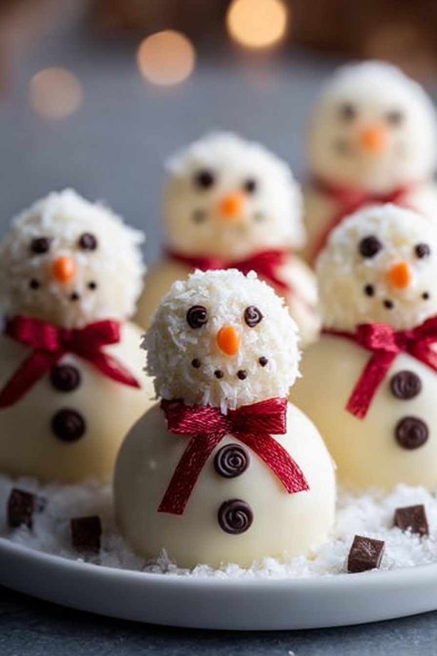 No-Bake Mini Snowman Truffles
