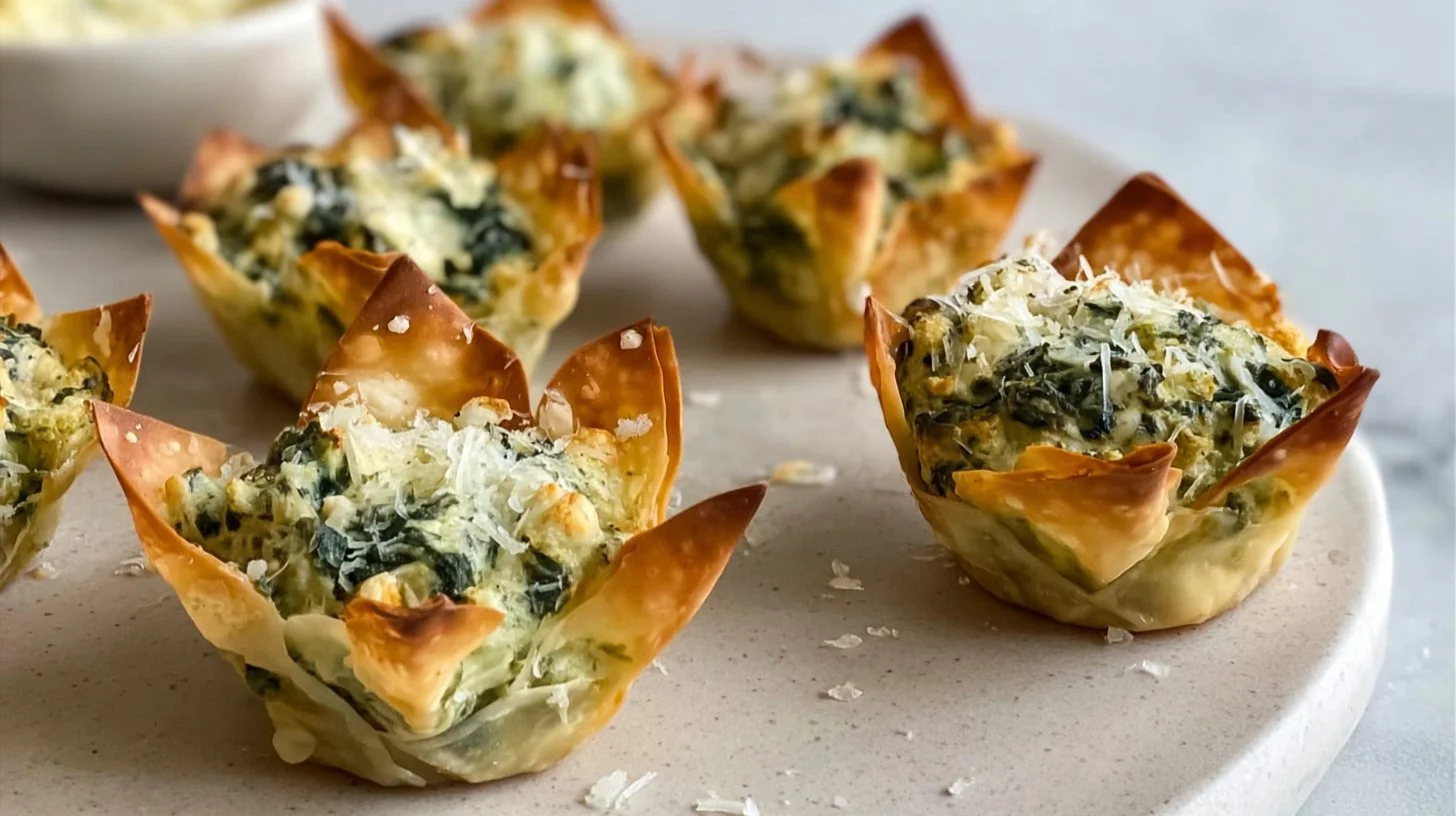 Spinach-Artichoke Dip Wonton Cups
