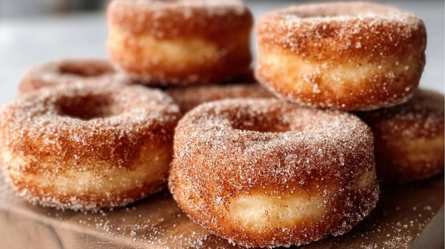 Delicious baked cinnamon sugar donuts on a plate