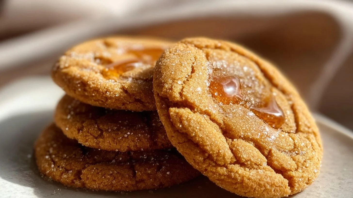 Freshly baked Brown Butter Sugar Cookies on a cooling rack