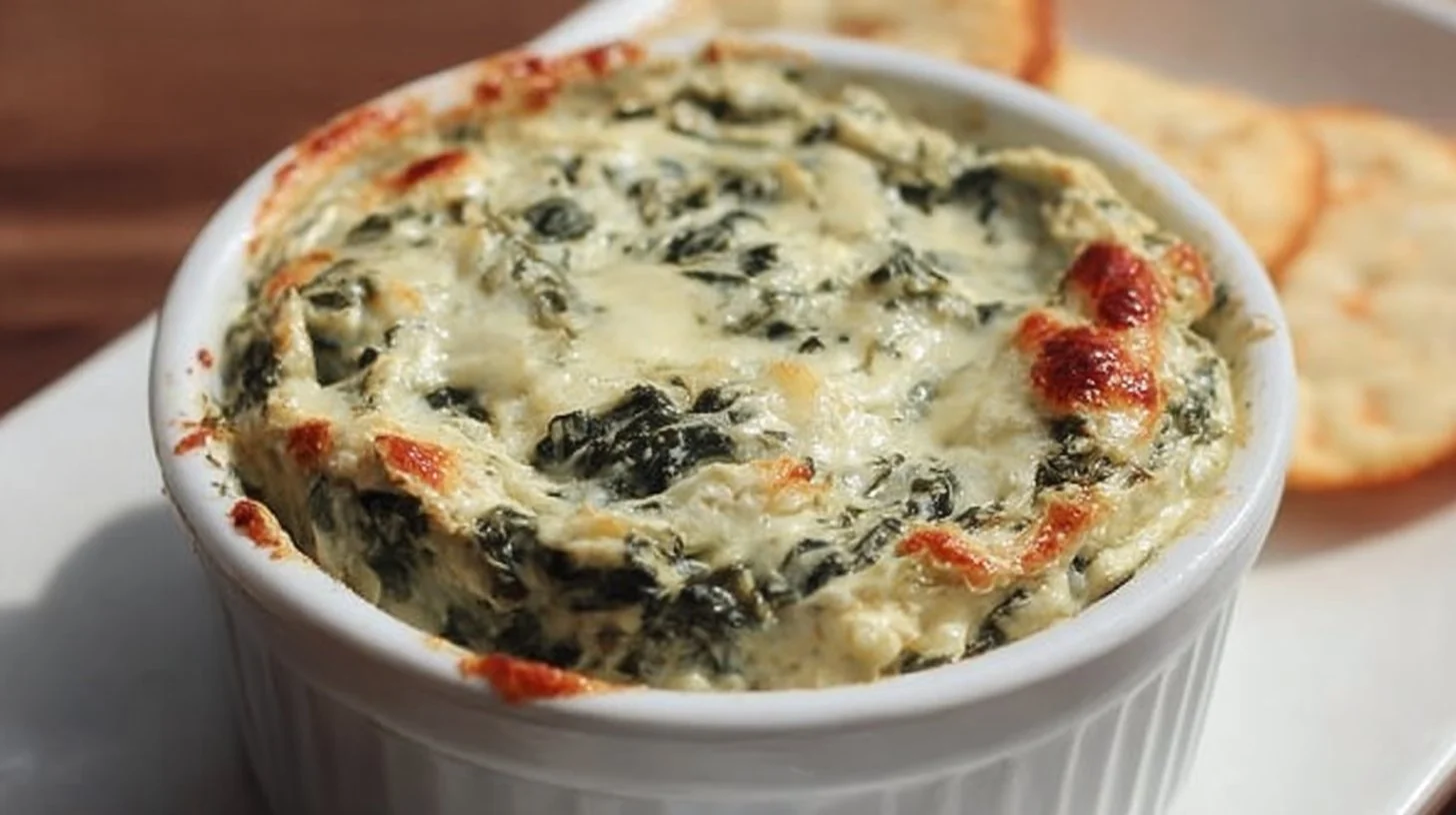 Creamy copycat Applebee's spinach artichoke dip served in a bowl