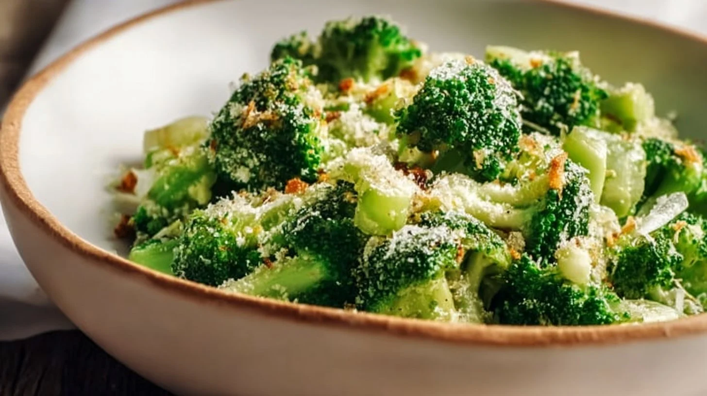 Delicious garlic parmesan broccoli, inspired by Longhorn Steakhouse recipe.