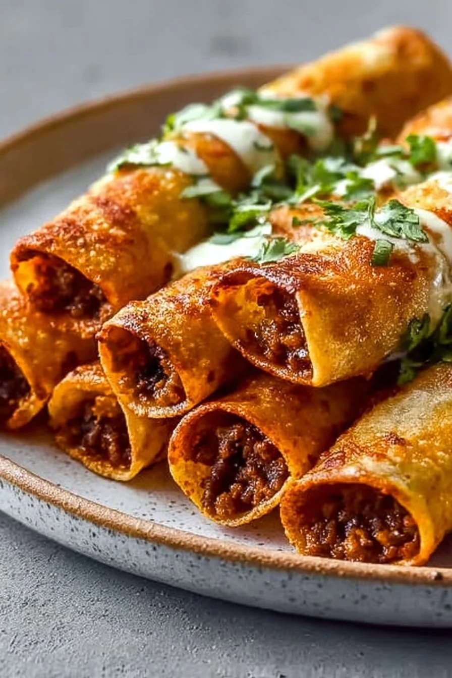 Crispy Cheesy Beef Taquitos