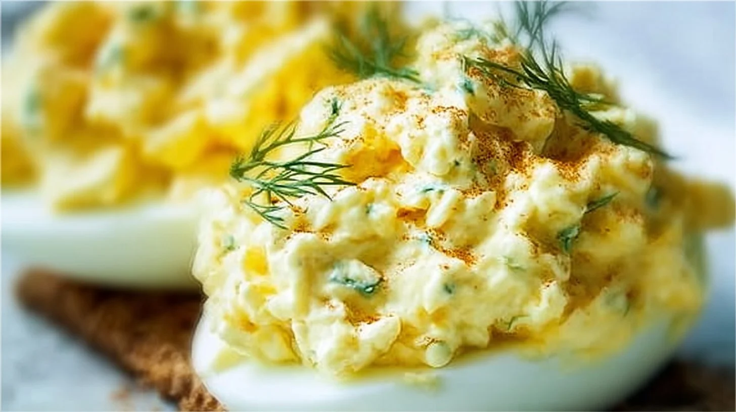 A bowl of easy egg salad with chopped eggs and seasoning