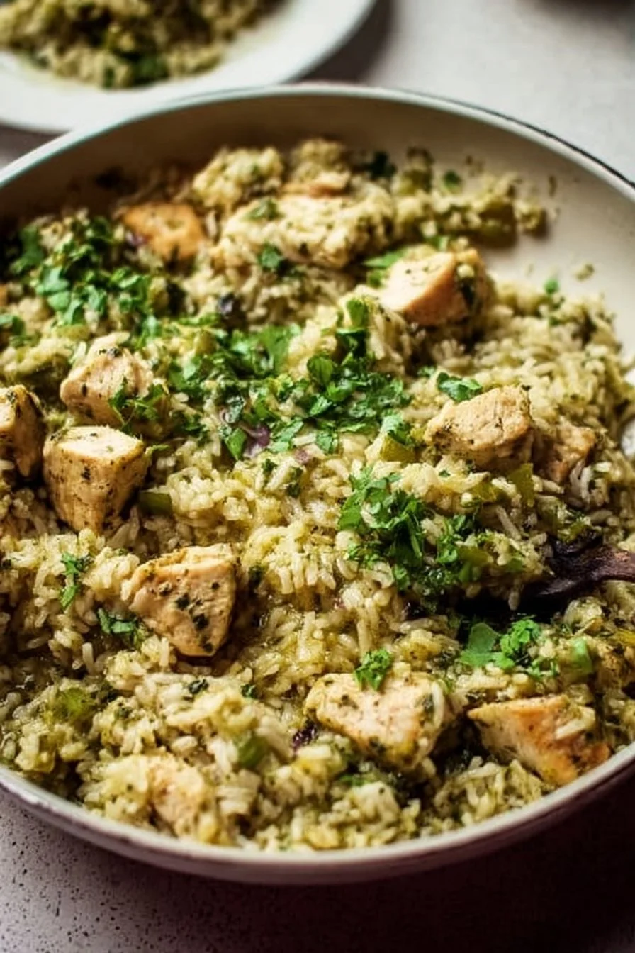 Green Sauce Chicken & Rice Skillet