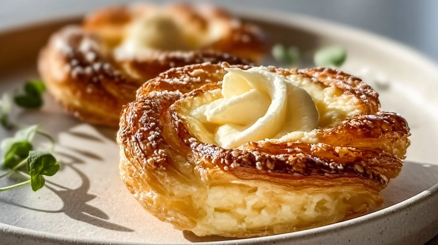 Freshly baked Heavenly Cheese Danish with cream cheese filling and flaky pastry