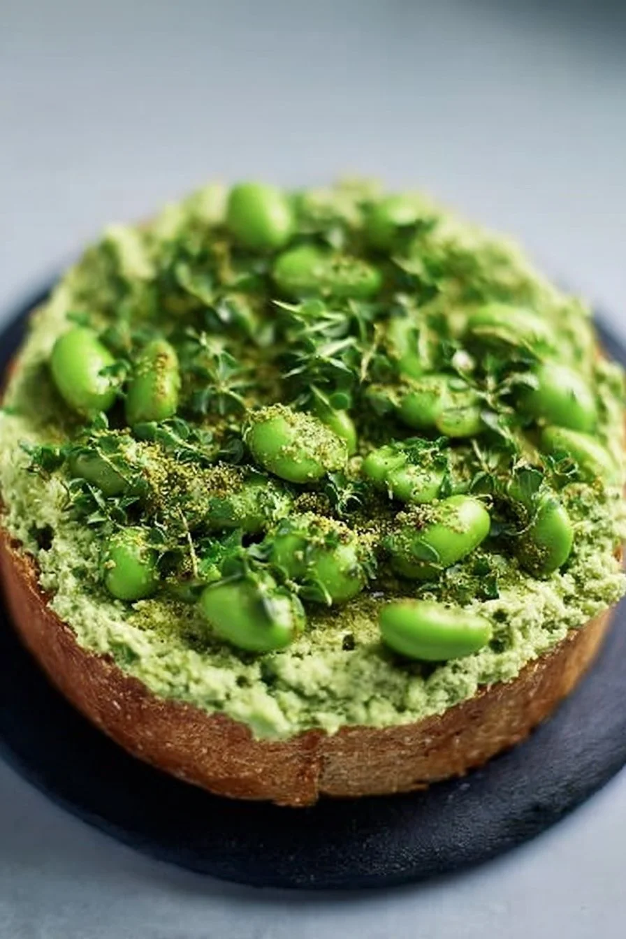 High Protein Basil Edamame Toast