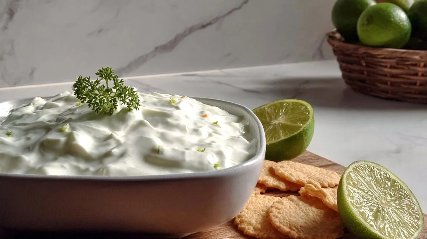 Delicious Margarita Dip served with tortilla chips for a tasty appetizer.