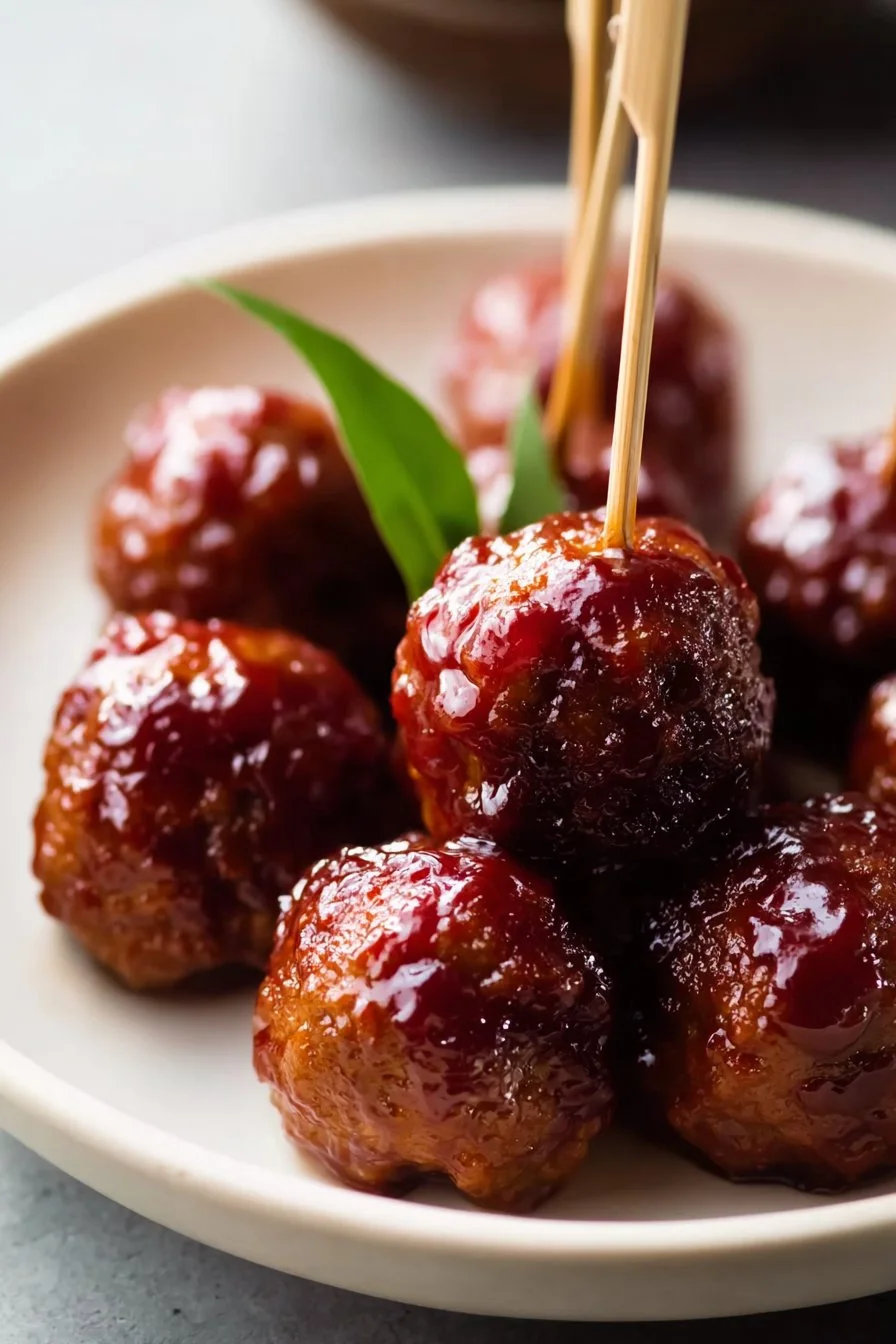Mini Party Meatballs with Cranberry BBQ Glaze