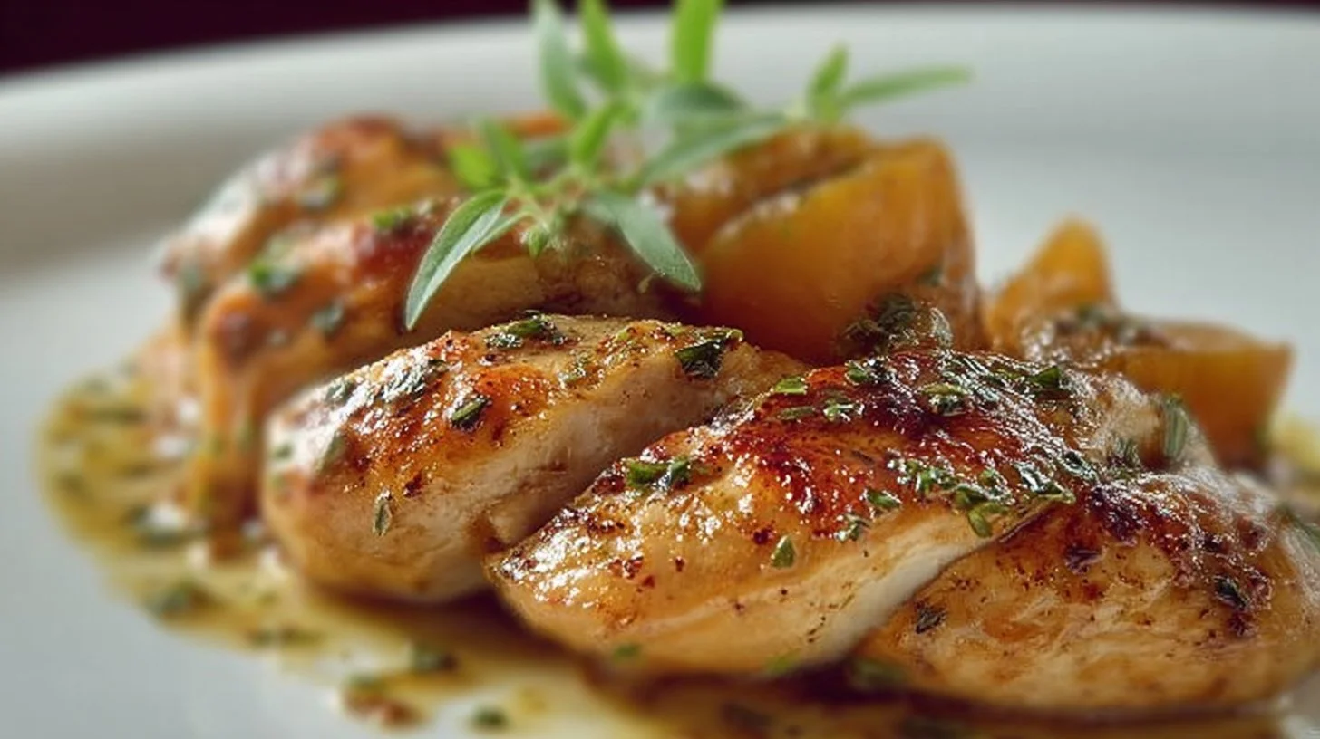 Delicious plate of Mississippi Chicken with creamy sauce and herbs