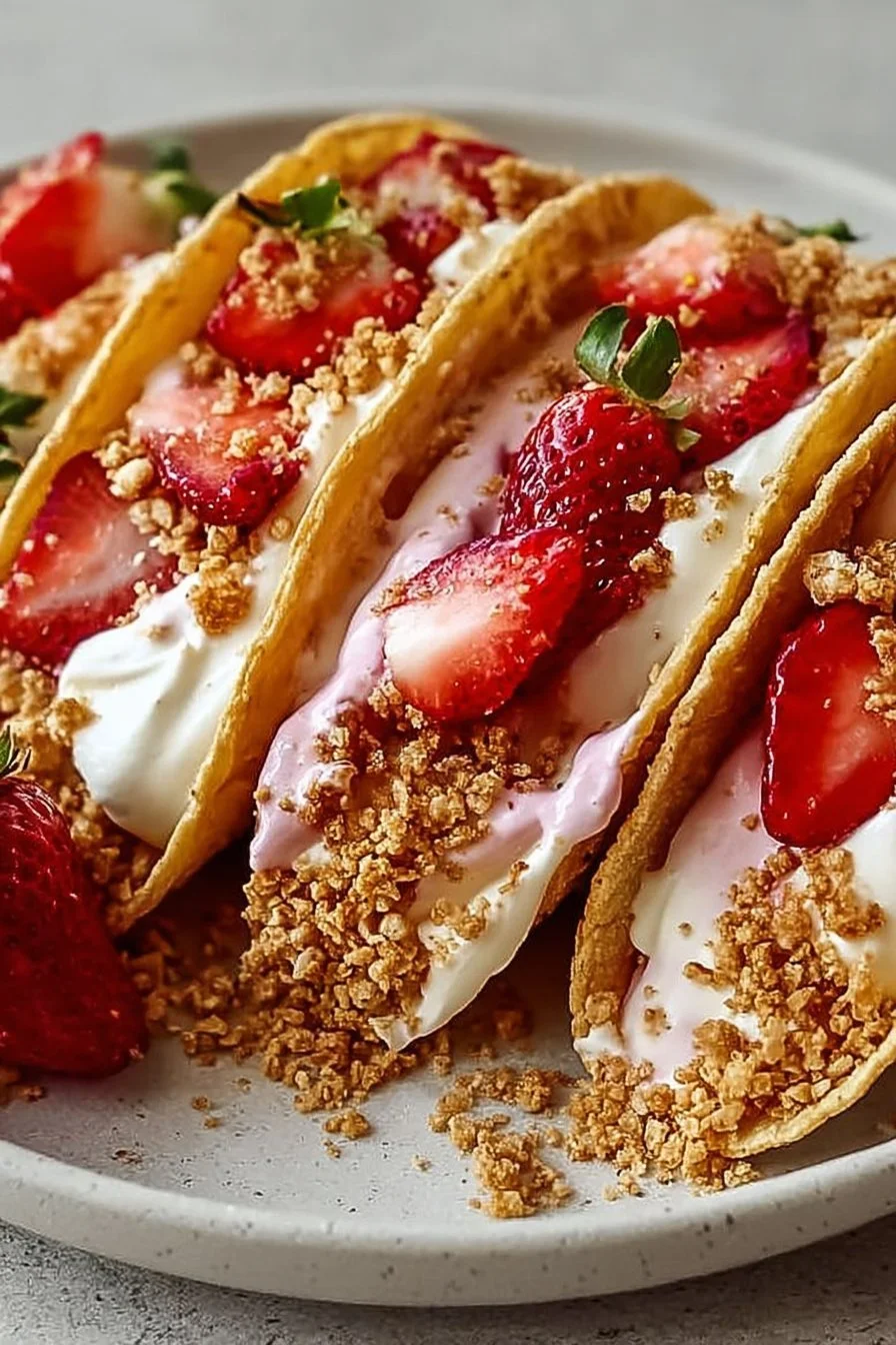 Strawberry Crunch Cheesecake Tacos