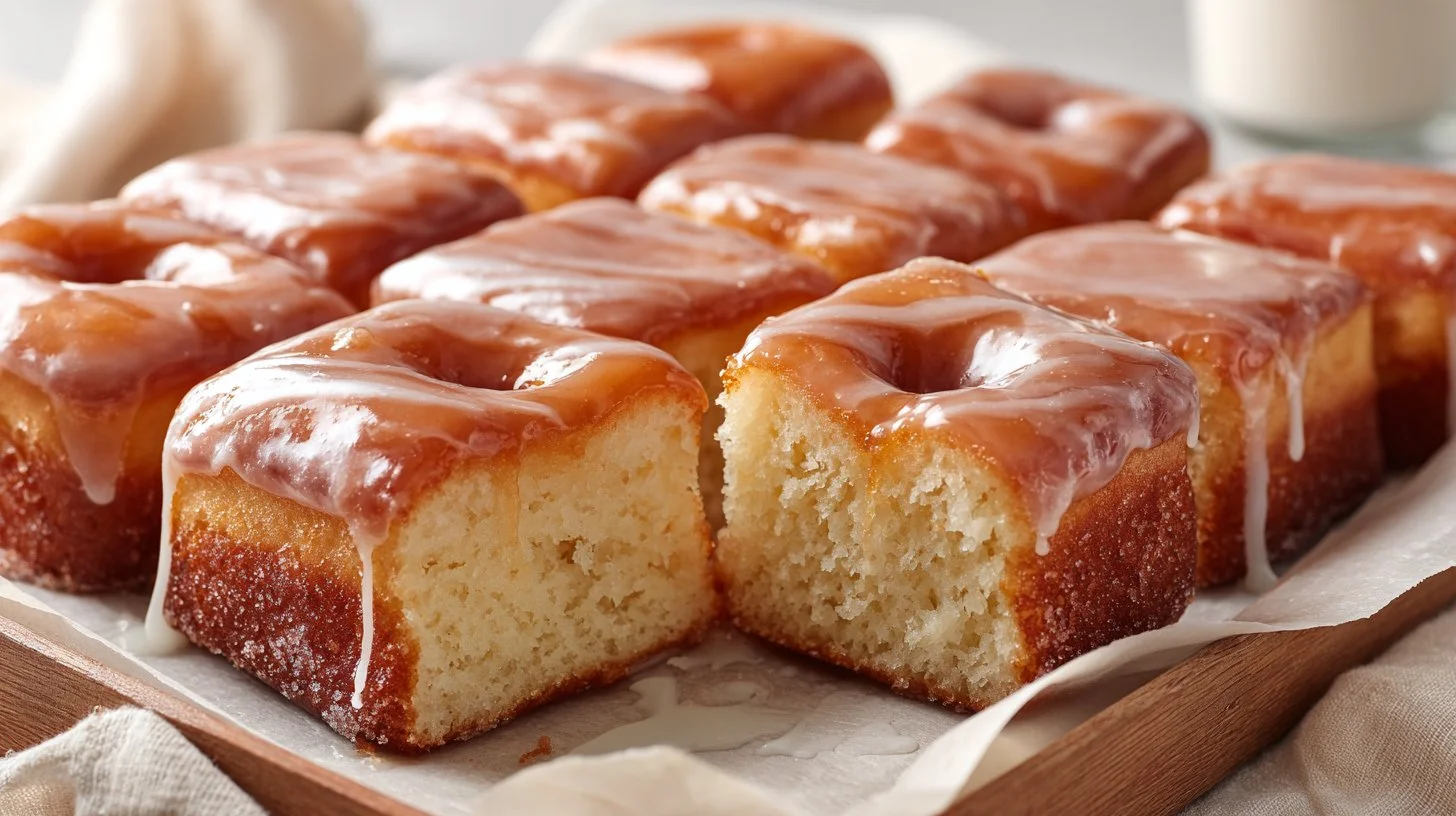 Old-fashioned buttermilk donut bars with brown butter maple vanilla glaze