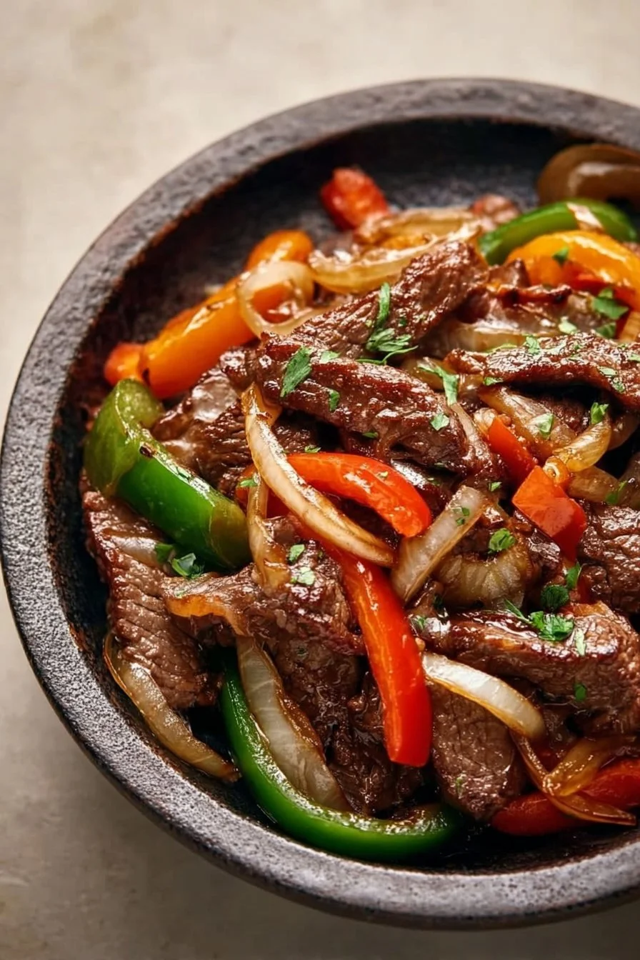 Sizzling Chinese Pepper Steak with Onions