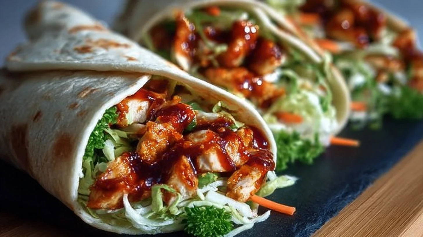 Sweet chili chicken wraps with fresh ingredients and savory sauce