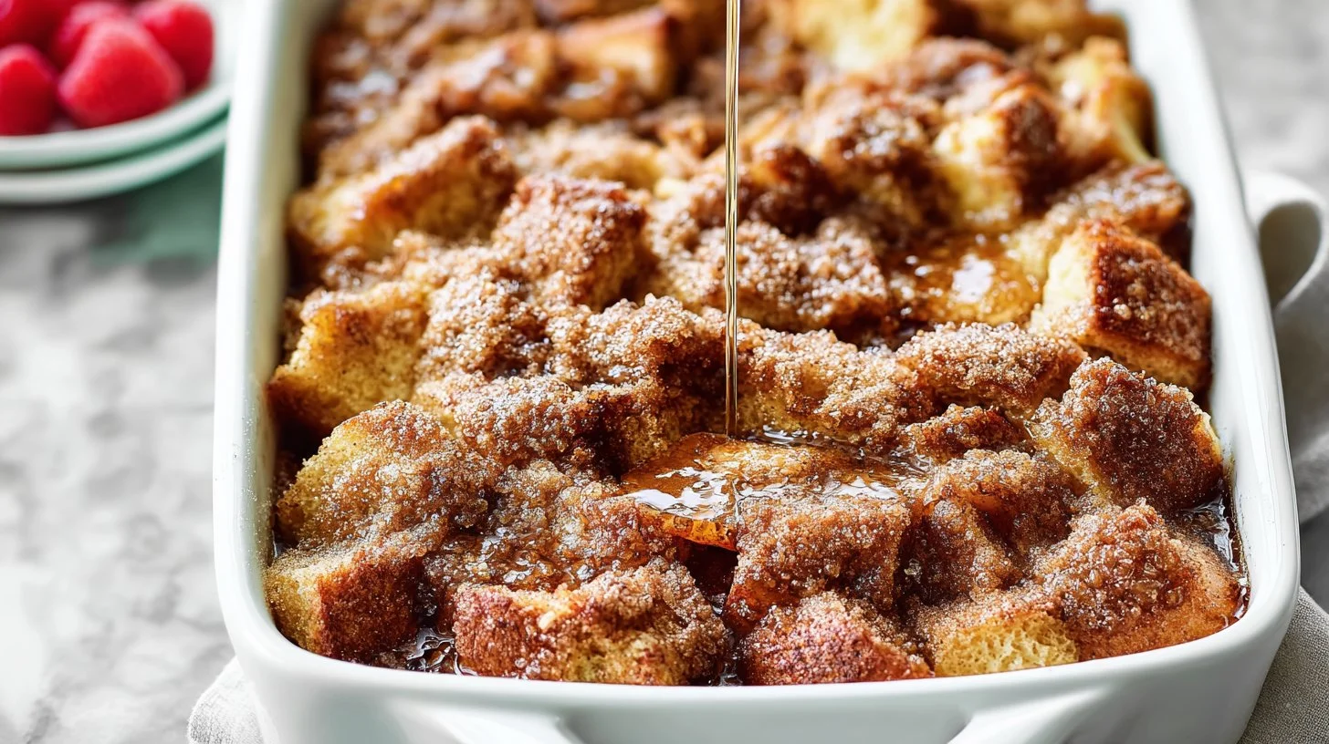 Delicious Overnight French Toast Casserole ready to serve for breakfast