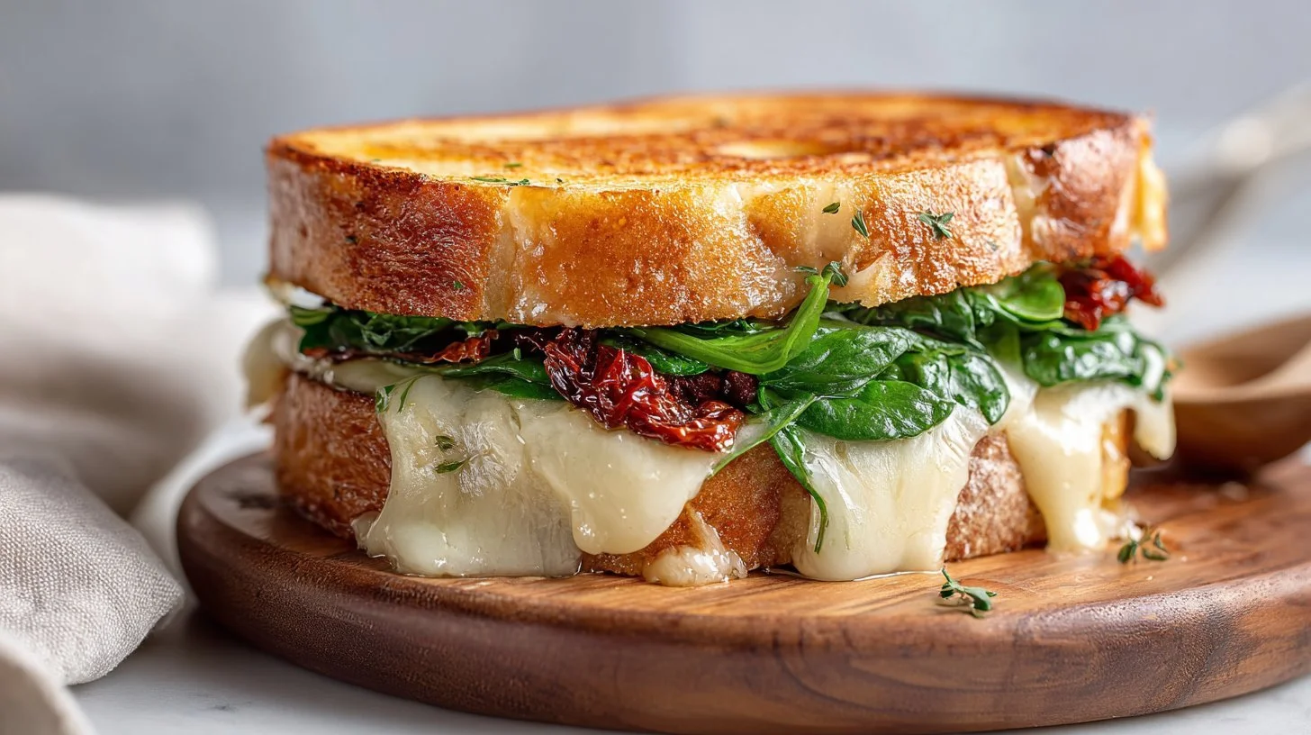 Sun-Dried Tomato and Spinach Grilled Cheese with Melted Provolone