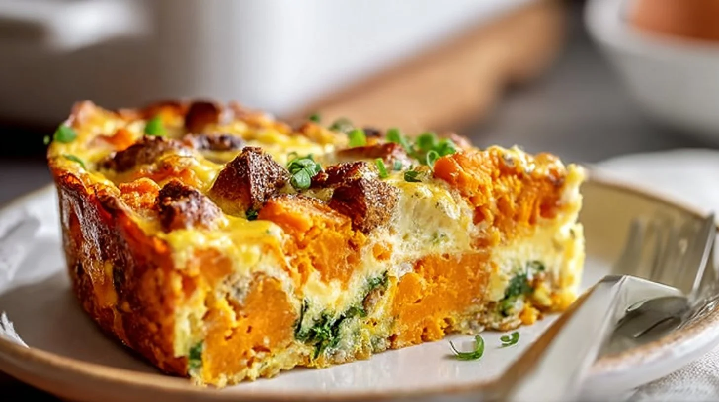 Delicious sweet potato egg casserole served as a healthy breakfast option