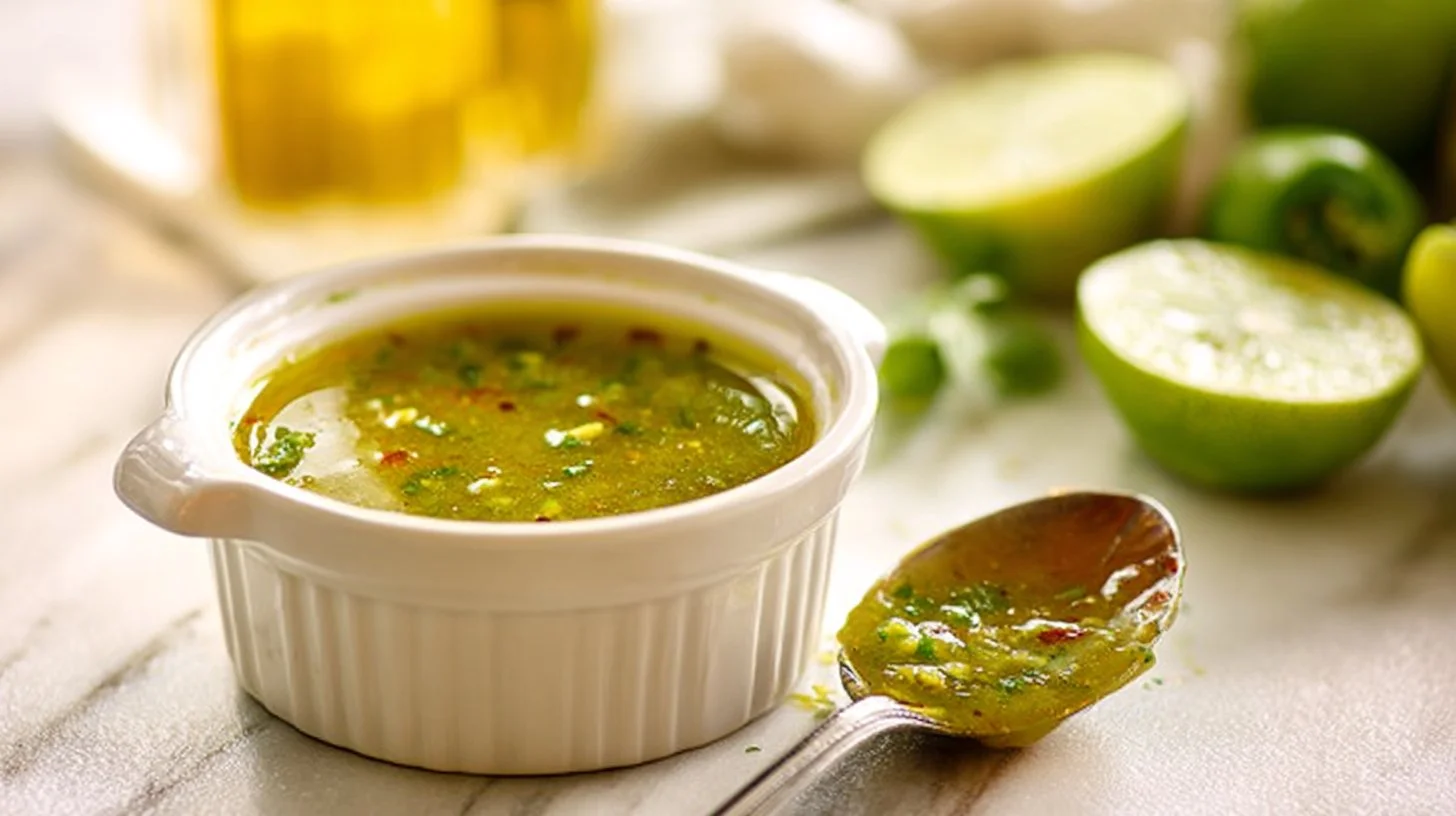 Fiery jalapeno lime vinaigrette drizzled over a fresh salad
