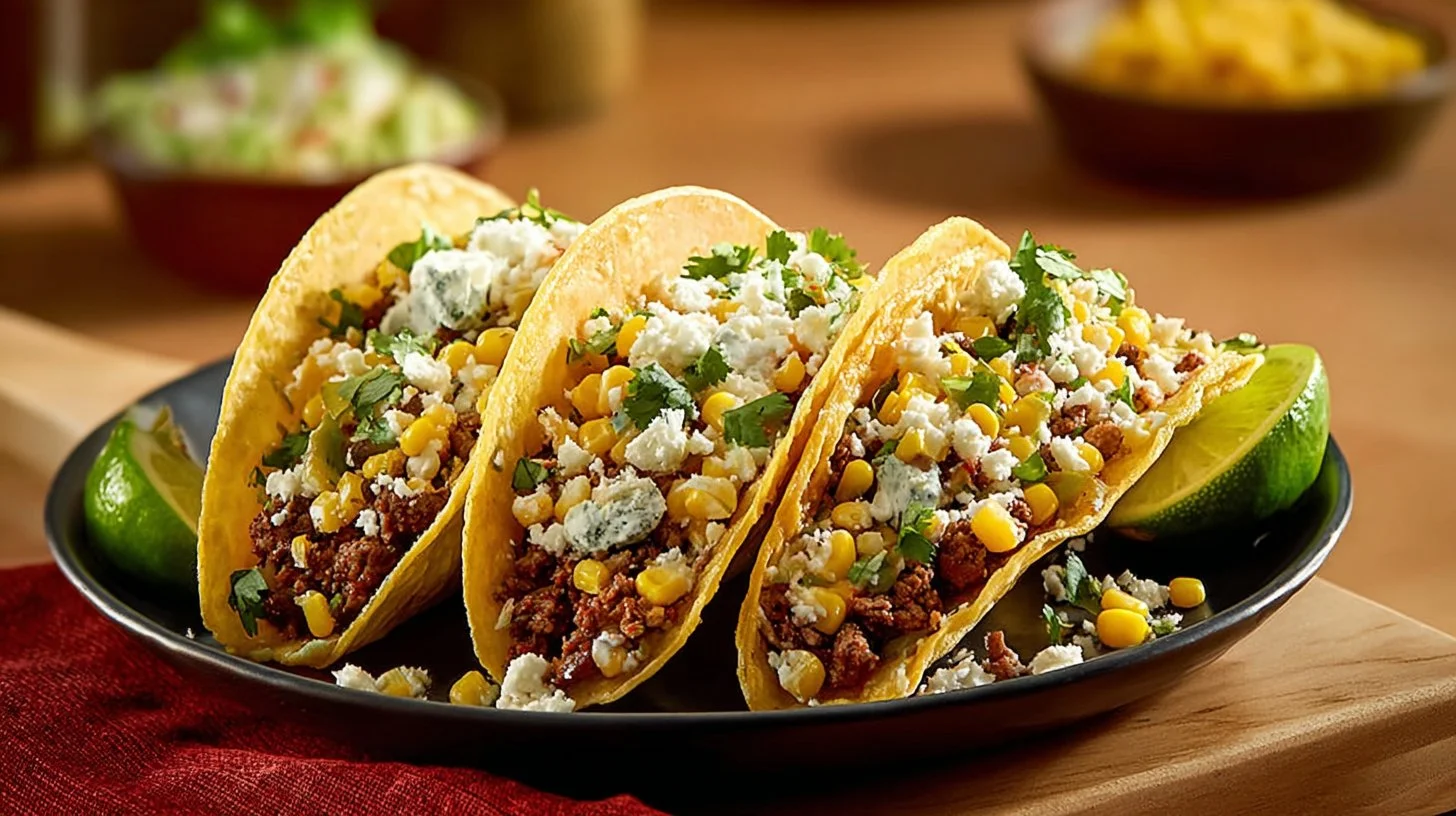 Delicious taco filled with corn and cheese, perfect for family dinners.