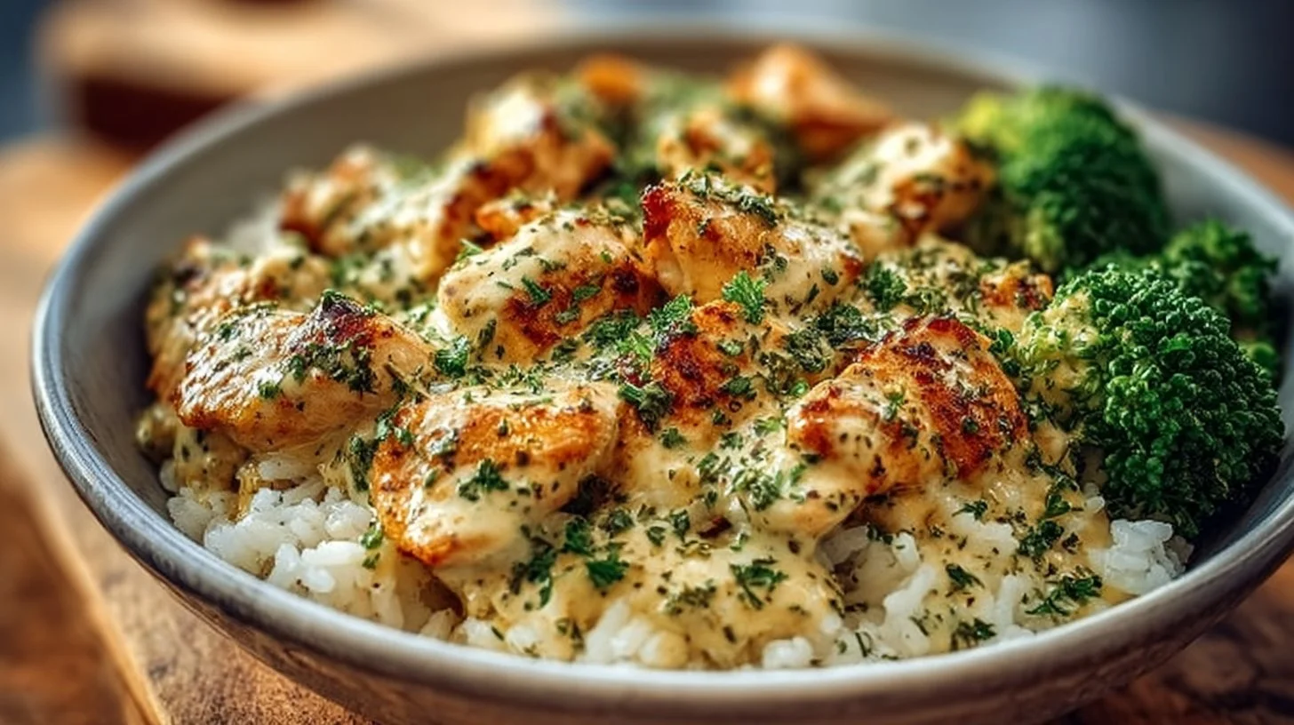 Creamy Garlic Chicken Rice Bowls – Easy Weeknight Dinner
